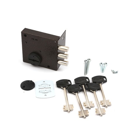 Замки накладные, Замок накл. Кремень 1.04.51 МА никель, сувальдный стержни 3 шт. диаметр 12мм медный антик, «Сезон торговли»